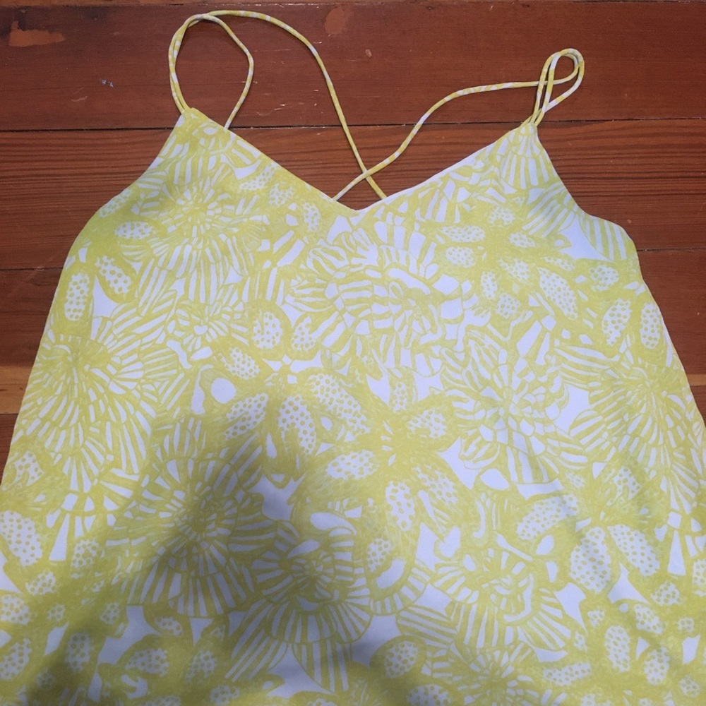 Yellow and White Floral Blouse Tank Top